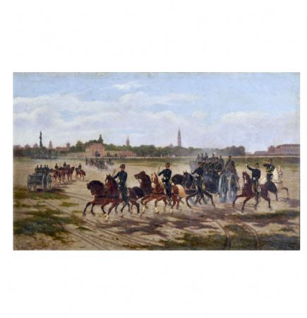 Enrico Sartori (Parma, 1831-1889) "Cavalry maneuvers in Parma"
    